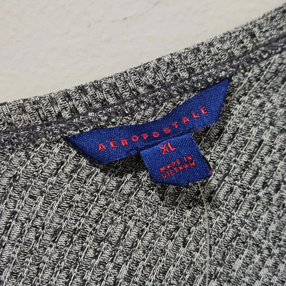 Aeropostale Womens XL Grey Marl Open Front Ribbed Knit Cardigan Sweater NWT 5059